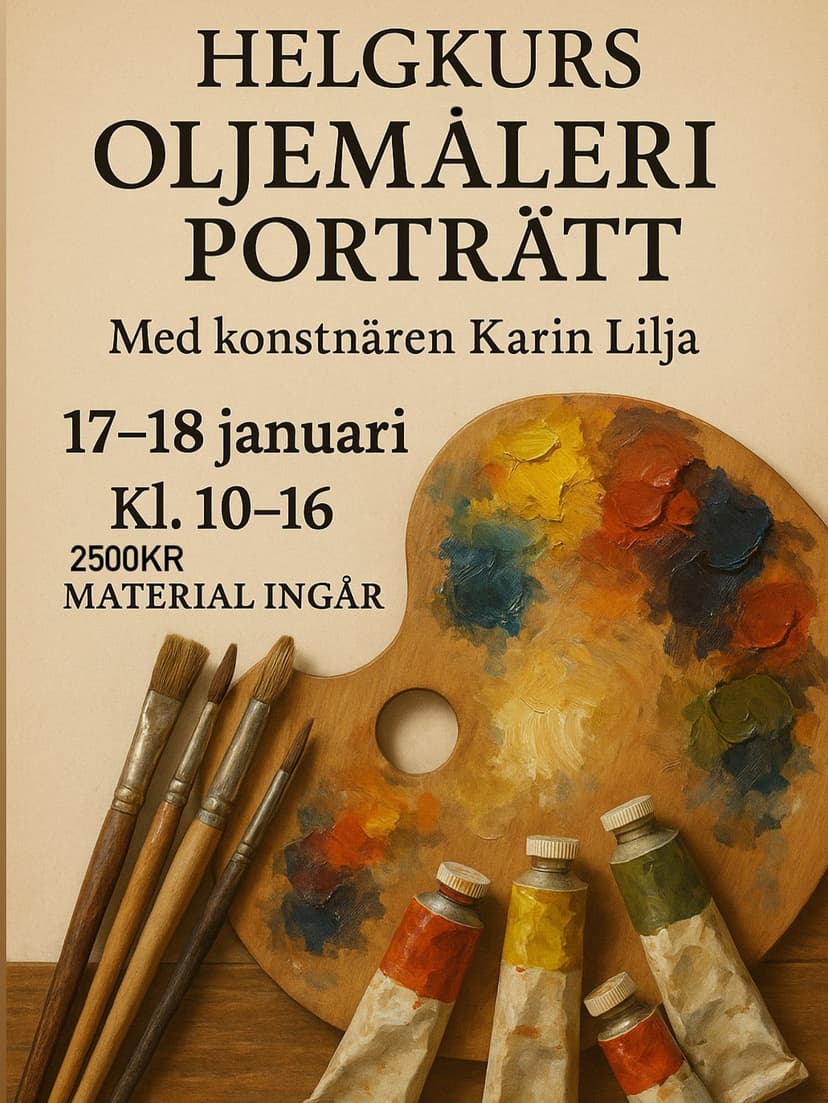 Information om kurs penslar palett måleri oljefärger